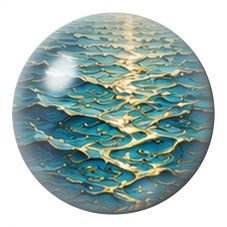 Cabochon en Verre Illustré Reflets Dorés sur la Mer Turquoise 12 à 25mm pour la Création de Bijoux Fantaisie - DIY