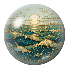 Cabochon en Verre Illustré Mer Dorée au Soleil Levant 12 à 25mm pour la Création de Bijoux Fantaisie - DIY