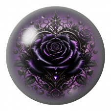 Cabochon en Verre Illustré Rose Noire dans un Cœur Baroque 12 à 25mm pour la Création de Bijoux Fantaisie - DIY