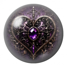 Cabochon en Verre Illustré Cœur Baroque à l’Améthyste 12 à 25mm pour la Création de Bijoux Fantaisie - DIY
