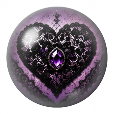 Cabochon en Verre Illustré Cœur de Dentelle Noire à l’Améthyste 12 à 25mm pour la Création de Bijoux Fantaisie - DIY