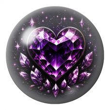 Cabochon en Verre Illustré Cœur Améthyste aux Cristaux Étoilés 12 à 25mm pour la Création de Bijoux Fantaisie - DIY