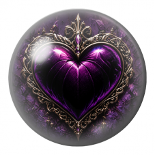 Cabochon en Verre Illustré Cœur de Velours Violet Baroque 12 à 25mm pour la Création de Bijoux Fantaisie - DIY