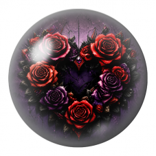Cabochon en Verre Illustré Couronne de Roses Rouges et Violettes 12 à 25mm pour la Création de Bijoux Fantaisie - DIY