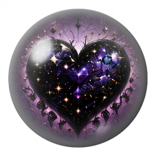 Cabochon en Verre Illustré Cœur Galaxie aux Étoiles Dorées 12 à 25mm pour la Création de Bijoux Fantaisie - DIY