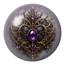 Cabochon en Verre Illustré Cœur Filigrane Doré à l’Améthyste 12 à 25mm pour la Création de Bijoux Fantaisie - DIY