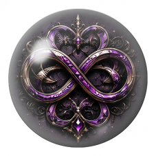 Cabochon en Verre Illustré Infini Violet aux Cœurs Entrelacés 12 à 25mm pour la Création de Bijoux Fantaisie - DIY