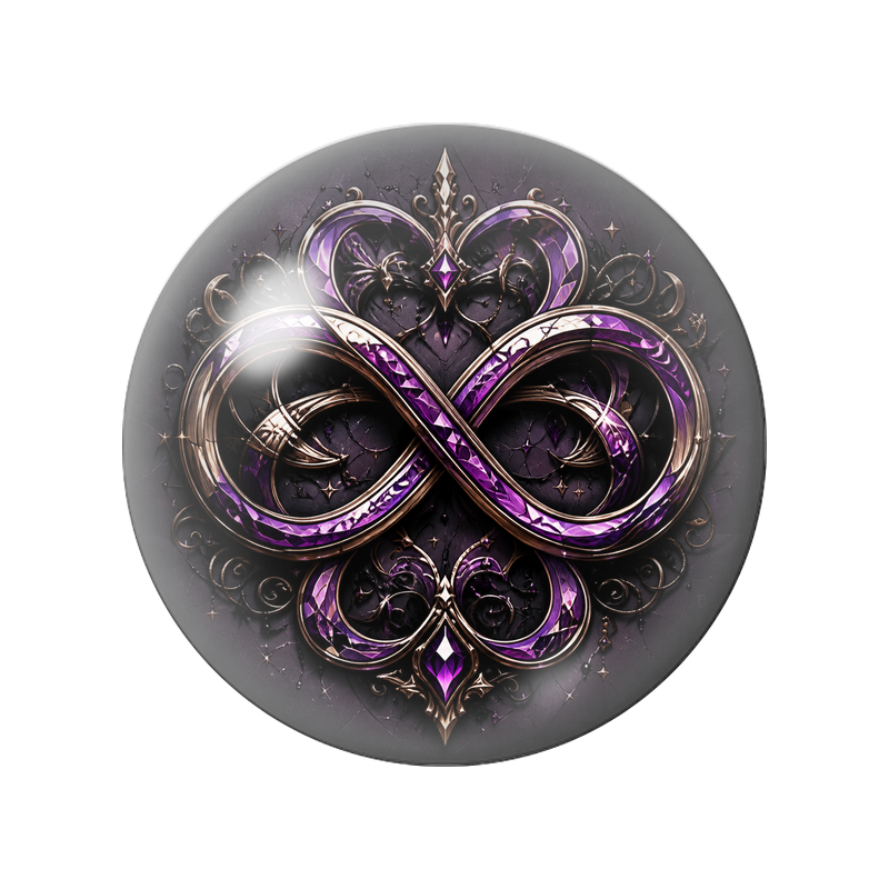 Cabochon en Verre Illustré Infini Violet aux Cœurs Entrelacés 12 à 25mm pour la Création de Bijoux Fantaisie - DIY