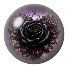 Cabochon en Verre Illustré Bouquet de Roses Noires et Violettes 12 à 25mm pour la Création de Bijoux Fantaisie - DIY