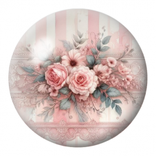 Cabochon en Verre Illustré Bouquet de Roses Roses sur Dentelle Vintage 12 à 25mm pour la Création de Bijoux Fantaisie - DIY