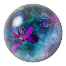 Cabochon en Verre Illustré Fleurs Violettes sur Fond Bleu Profond 12 à 25mm pour la Création de Bijoux Fantaisie - DIY