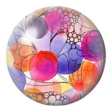 Cabochon en Verre Illustré Abstraction Florale Rose Orange et Violette 12 à 25mm pour la Création de Bijoux Fantaisie - DIY