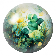 Cabochon en Verre Illustré Feuilles de Ginkgo Vertes et Jaunes 12 à 25mm pour la Création de Bijoux Fantaisie - DIY