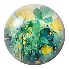 Cabochon en Verre Illustré Ginkgo Doré sur Fond Émeraude 12 à 25mm pour la Création de Bijoux Fantaisie - DIY