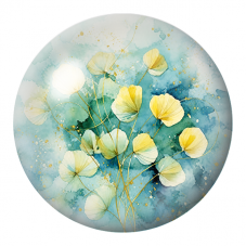 Cabochon en Verre Illustré Feuilles de Ginkgo Ivoire sur Fond Turquoise 12 à 25mm pour la Création de Bijoux Fantaisie - DIY