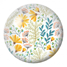Cabochon en Verre Illustré Fleurs Jaunes et Feuillage Multicolore 12 à 25mm pour la Création de Bijoux Fantaisie - DIY