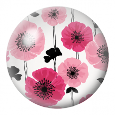 Cabochon en Verre Illustré Coquelicots Roses et Fuchsia 12 à 25mm pour la Création de Bijoux Fantaisie - DIY