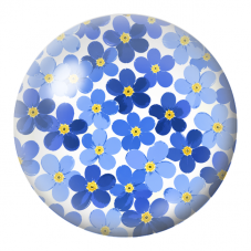 Cabochon en Verre Illustré Myosotis Bleus au Cœur Doré 12 à 25mm pour la Création de Bijoux Fantaisie - DIY