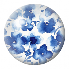 Cabochon en Verre Illustré Fleurs Bleues à l’Aquarelle 12 à 25mm pour la Création de Bijoux Fantaisie - DIY