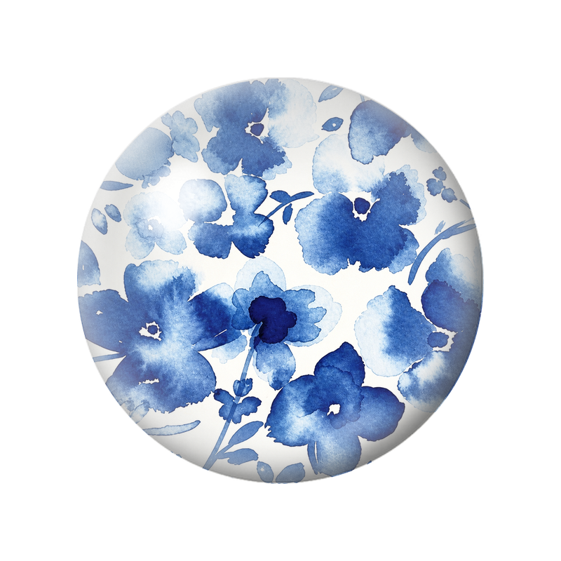 Cabochon en Verre Illustré Fleurs Bleues à l’Aquarelle 12 à 25mm