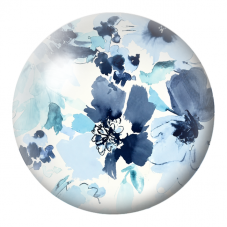 Cabochon en Verre Illustré Fleurs Bleues Fluides à l’Aquarelle 12 à 25mm pour la Création de Bijoux Fantaisie - DIY