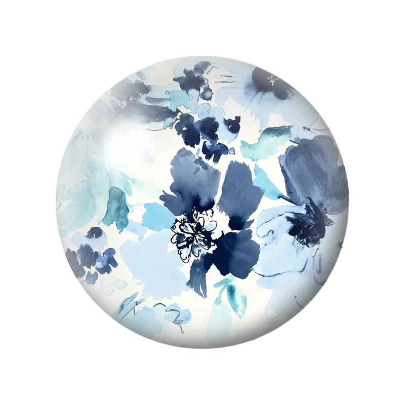 Cabochon en Verre Illustré Fleurs Bleues Fluides à l’Aquarelle 12 à 25mm