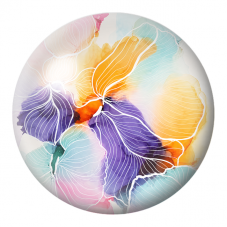 Cabochon en Verre Illustré Pétales Abstraits Orange Violet et Turquoise 12 à 25mm pour la Création de Bijoux Fantaisie - DIY