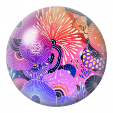 Cabochon en Verre Illustré Fleurs Abstraites Violettes Orange et Fuchsia 12 à 25mm pour la Création de Bijoux Fantaisie - DIY