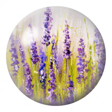 Cabochon en Verre Illustré Champ de Lavande Violette 12 à 25mm pour la Création de Bijoux Fantaisie - DIY