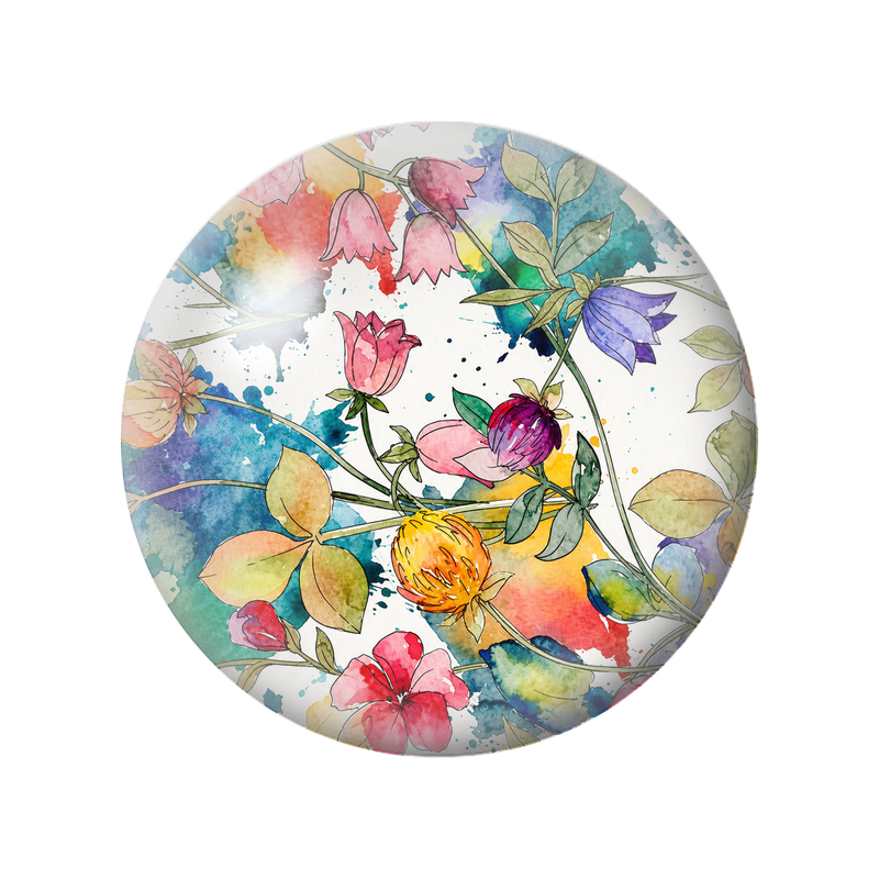 Cabochon en Verre Illustré Fleurs Multicolores à l’Aquarelle 12 à 25mm