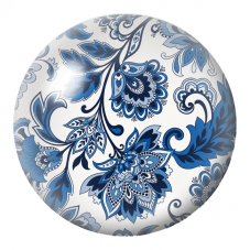 Cabochon en Verre Illustré Arabesques Florales Bleues et Indigo 12 à 25mm pour la Création de Bijoux Fantaisie - DIY