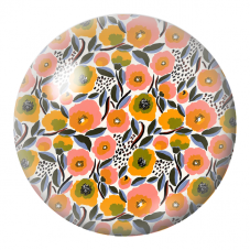 Cabochon en Verre Illustré Fleurs Orange et Corail Graphiques 12 à 25mm pour la Création de Bijoux Fantaisie - DIY