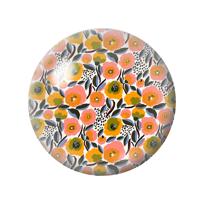 Cabochon en Verre Illustré Fleurs Orange et Corail Graphiques 12 à 25mm