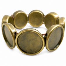 Support Bracelet Élastique Bronze pour Cabochon 20mm pour la Création de Bijoux Fantaisie - DIY