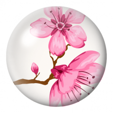 Cabochon en Verre Illustré Fleurs de Cerisier Roses Illustrées 12 à 25mm pour la Création de Bijoux Fantaisie - DIY