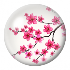 Cabochon en Verre Illustré Branches de Cerisier Fuchsia 12 à 25mm pour la Création de Bijoux Fantaisie - DIY