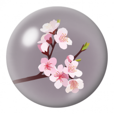 Cabochon en Verre Illustré Fleurs de Cerisier Pastel sur Fond Gris 12 à 25mm pour la Création de Bijoux Fantaisie - DIY