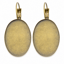 1 Paire de Supports Boucles d’Oreilles Dormeuses Bronze pour Cabochon Ovale 18x25mm pour la Création de Bijoux Fantaisie - DIY