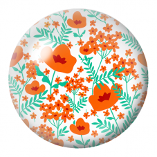 Cabochon en Verre Illustré Fleurs Orange au Feuillage Vert 12 à 25mm pour la Création de Bijoux Fantaisie - DIY