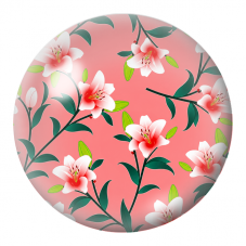Cabochon en Verre Illustré Lys Blancs et Roses sur Fond Corail 12 à 25mm pour la Création de Bijoux Fantaisie - DIY