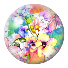 Cabochon en Verre Illustré Fleurs Multicolores aux Éclats d’Aquarelle 12 à 25mm pour la Création de Bijoux Fantaisie - DIY