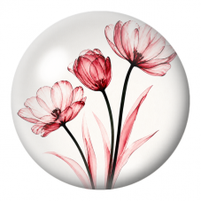 Cabochon en Verre Illustré Tulipes Roses aux Tiges Noires 12 à 25mm pour la Création de Bijoux Fantaisie - DIY