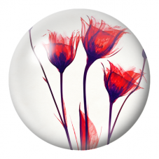 Cabochon en Verre Illustré Fleurs Rouges aux Tiges Violettes 12 à 25mm pour la Création de Bijoux Fantaisie - DIY