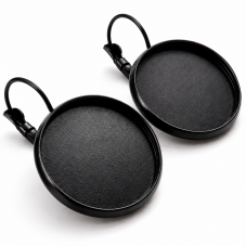 1 Paire de Supports Boucles d’Oreilles Dormeuses Noirs pour Cabochon 20mm pour la Création de Bijoux Fantaisie - DIY