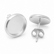 1 Paire de Supports Boucles d’Oreilles Puces Argentés pour Cabochon 10mm pour la Création de Bijoux Fantaisie - DIY