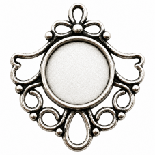 2 Supports Connecteurs Ornement Argentés pour Cabochon 12mm pour la Création de Bijoux Fantaisie - DIY