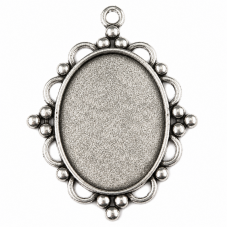 Support Pendentif Ornement Argenté pour Cabochon Ovale 30x40mm pour la Création de Bijoux Fantaisie - DIY