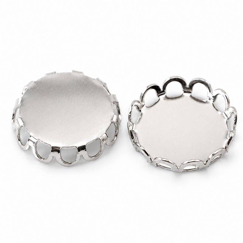 2 Supports Pendentifs Argentés pour Cabochon 18mm