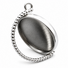 Support Pendentif Mobile Double Face Argenté ou Noir pour Cabochon 20 ou 25mm pour la Création de Bijoux Fantaisie - DIY