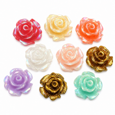 9 Cabochons Fleur Rose en Résine Brillant 10mm pour la Création de Bijoux Fantaisie - DIY